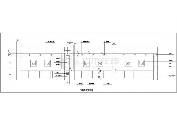 某洗浴中心大厅设计施工CAD建筑立面图-图二