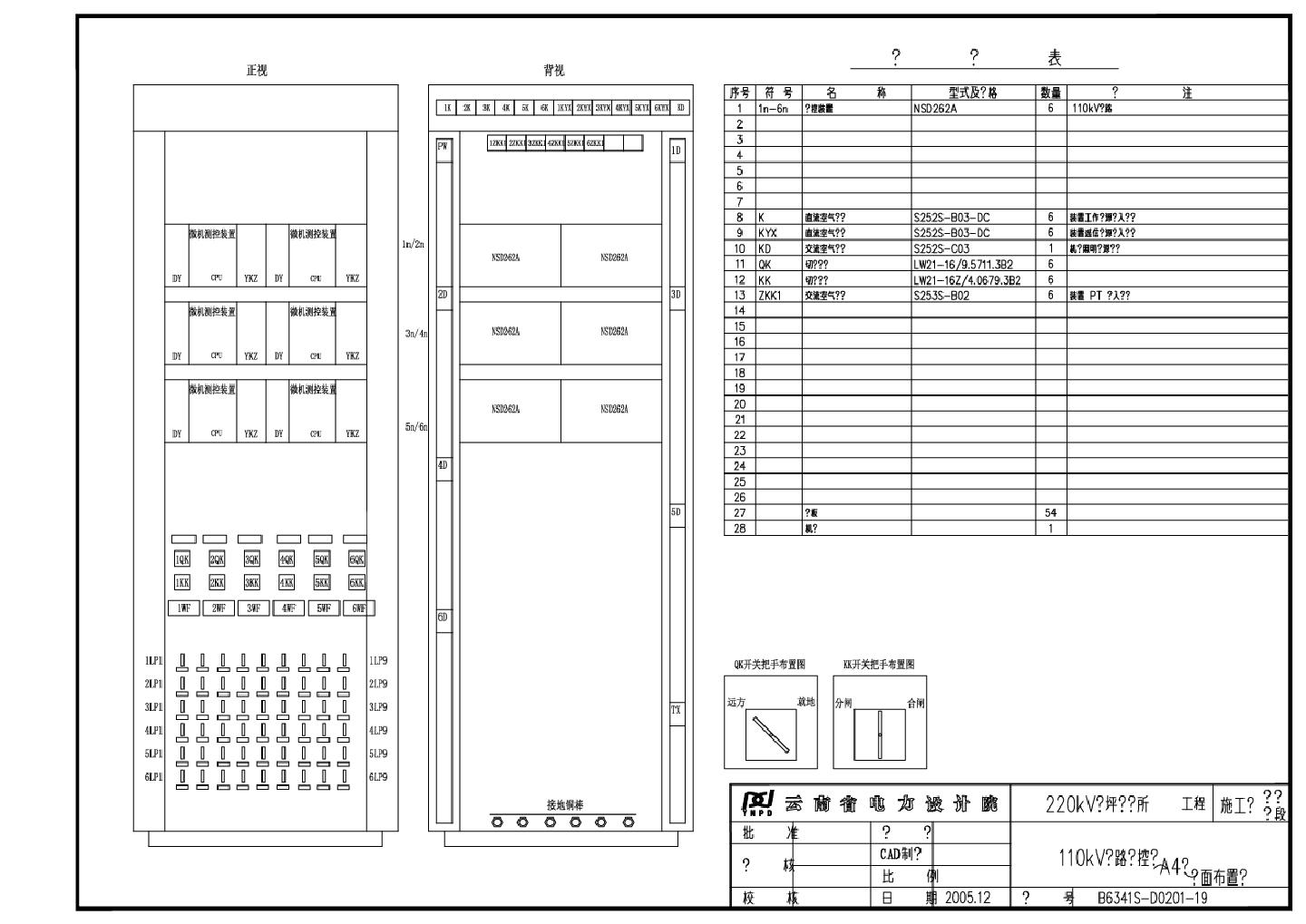 110kV线路测控柜（A4柜）柜面布置图