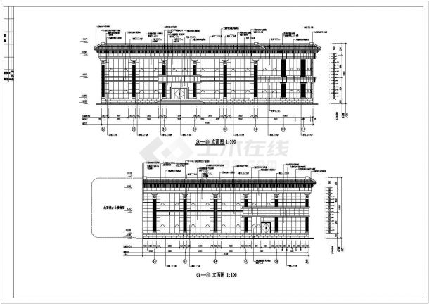 某地销售中心外装修CAD设计施工图纸-图二