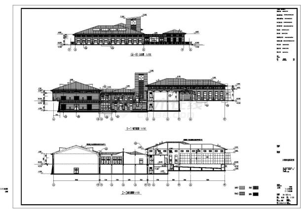 上海某会所设计施工CAD建筑方案平立面图-图二