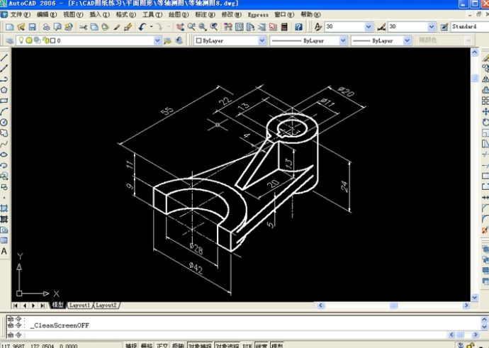 CAD画等轴测图的练习素材_图1