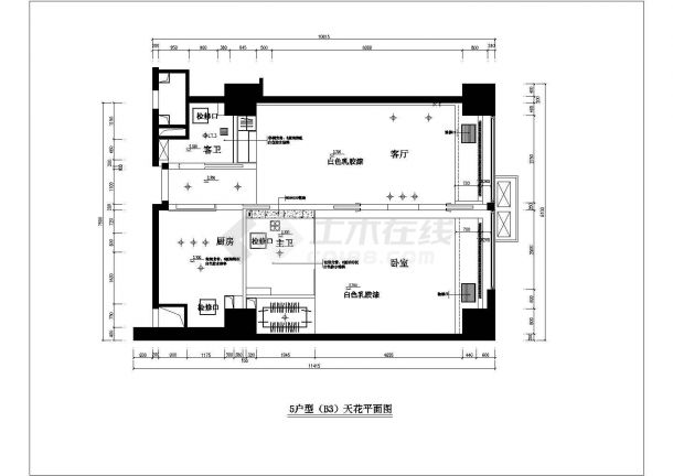某5星级公寓小户型室内精装修cad平立面设计施工图-图二