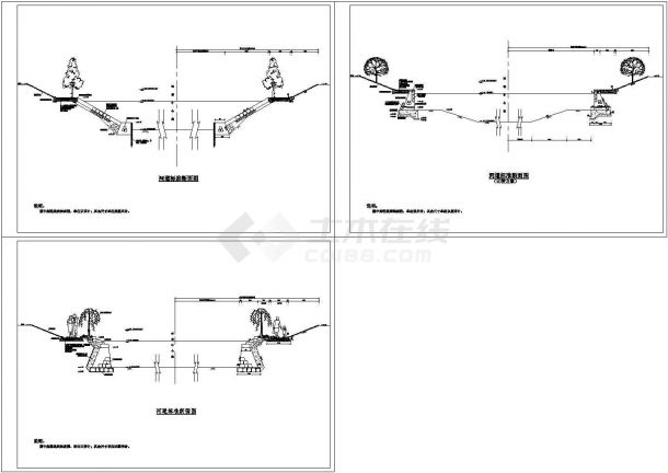 三种河道标准断面图CAD设计详图-图一