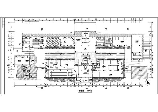 某地6层对称式新中式风格宾馆设计建筑图-图一