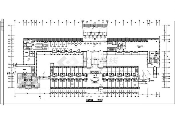某地6层对称式新中式风格宾馆设计建筑图-图二