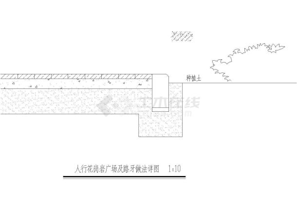 人行花岗岩广场及路牙做法详图-图一