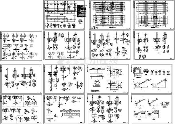 二层全钢结构展示厅CAD图纸(标注明细）-图一