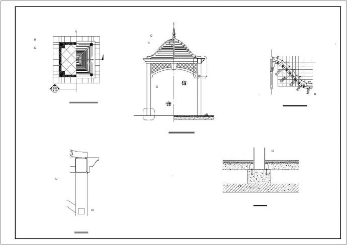现代钢构凉亭平立剖面CAD布置图_图1
