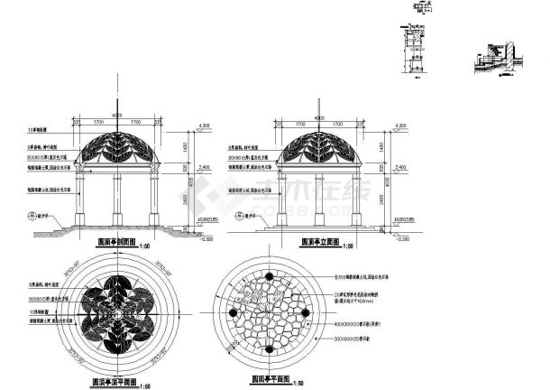 某市景点欧式圆顶建施图纸-图二