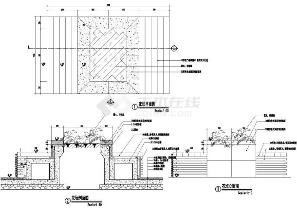 某地矩形花坛节点设计CAD套图-图一
