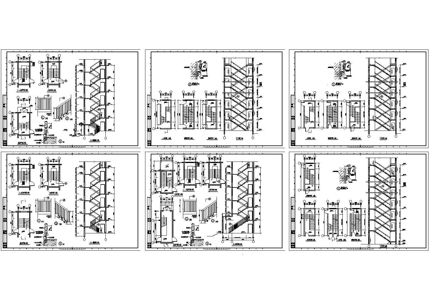 某建筑楼普通-6层楼梯CAD设计详图