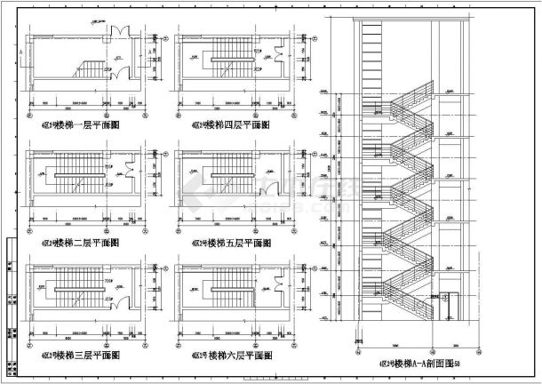 某购物中心普通-6层楼梯CAD设计详图-图一