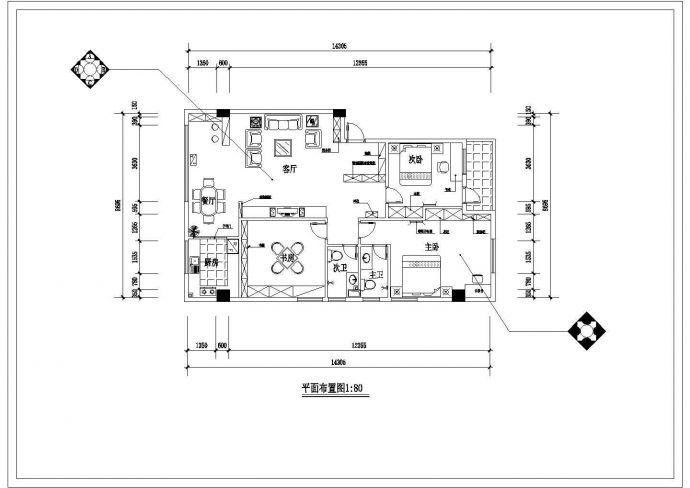 某地套房简单装修CAD设计施工图纸_图1