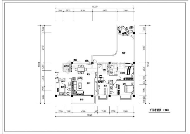 某地商业套房装修CAD设计施工图纸中心-图一
