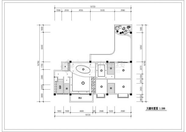 某地商业套房装修CAD设计施工图纸中心-图二