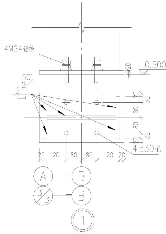 某 400X220铰接柱脚节点构造详图CAD设计_图1