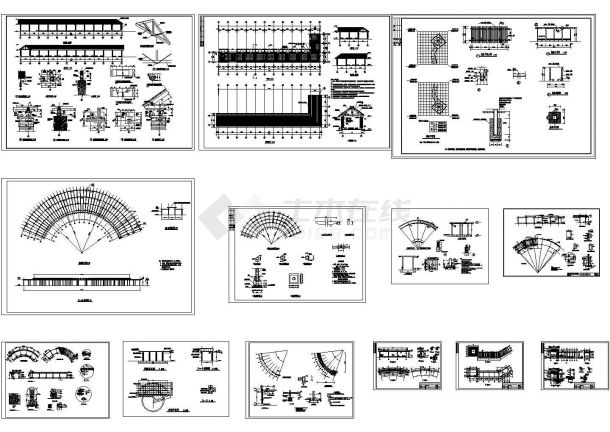 园林设计常用廊架 花架建筑设计CAD施工图纸-图一