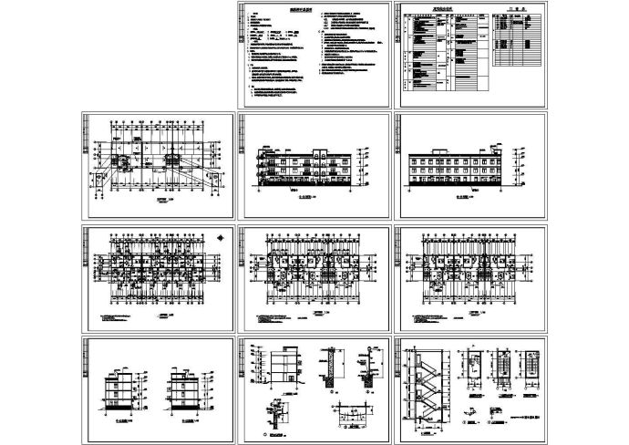 某1151㎡三层砖混结构现代风格别墅建筑施工CAD图纸(标注明细）_图1