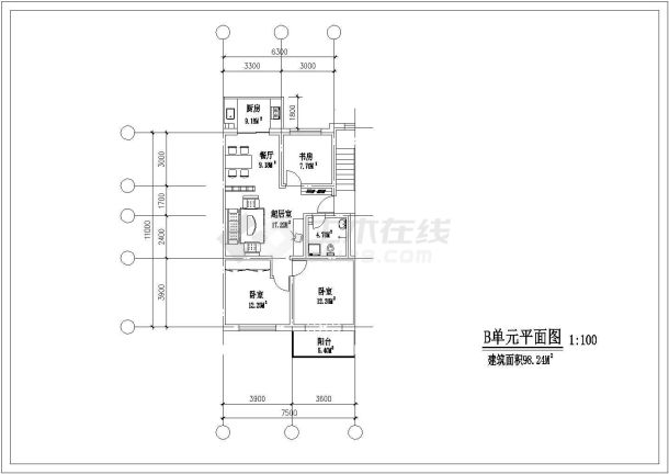 北方住宅户型方案设计及施工全套CAD图纸-图二