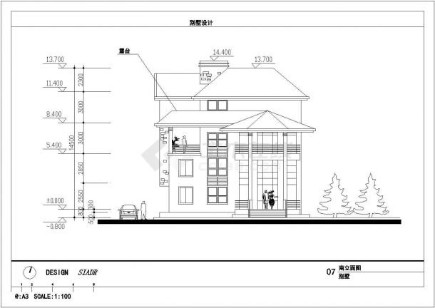 别墅设计方案及施工全套CAD平面图-图一