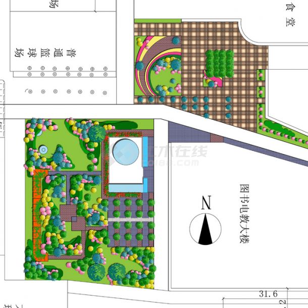 某电校小游园景观设计图方案1-图一