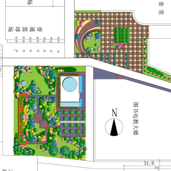 某电校小游园景观设计图方案1_图1
