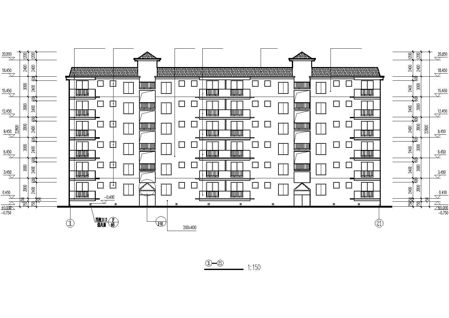某7层砖混房屋建筑设计方案全套CAD图纸