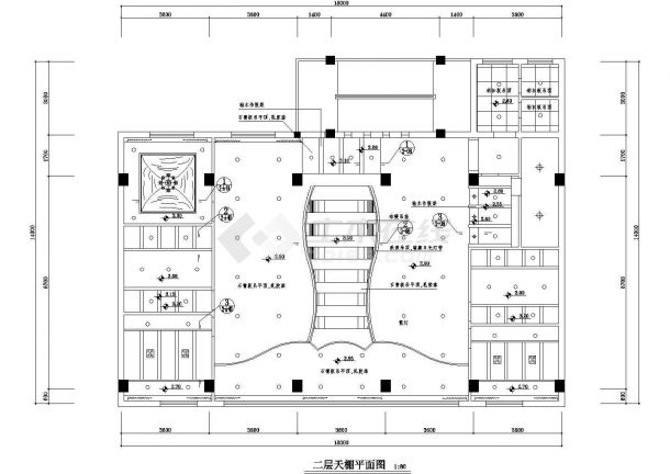 长18米 宽14米 两层茶楼建筑设计方案图（本图为某建筑内二三层为茶楼的装修方案）-图二