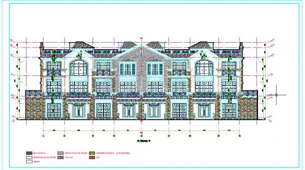 2层联排别墅建筑设计施工图CAD图纸-图一