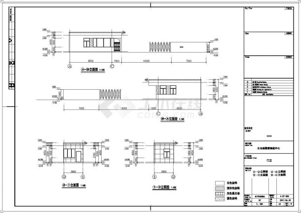 物流中心单层门卫大门建筑设计施工图-图二