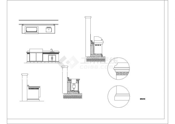 户外烧烤台施工详图园林景观节点CAD图-图一