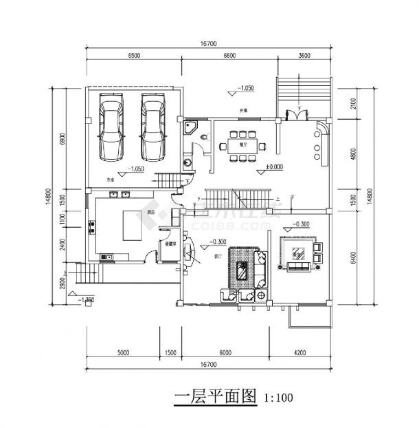 三层500平方米独栋别墅建筑设计CAD图纸-图一