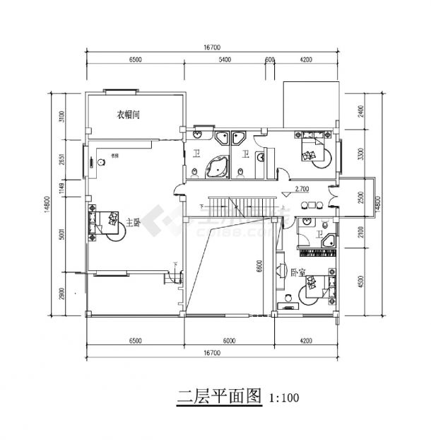 三层500平方米独栋别墅建筑设计CAD图纸-图二