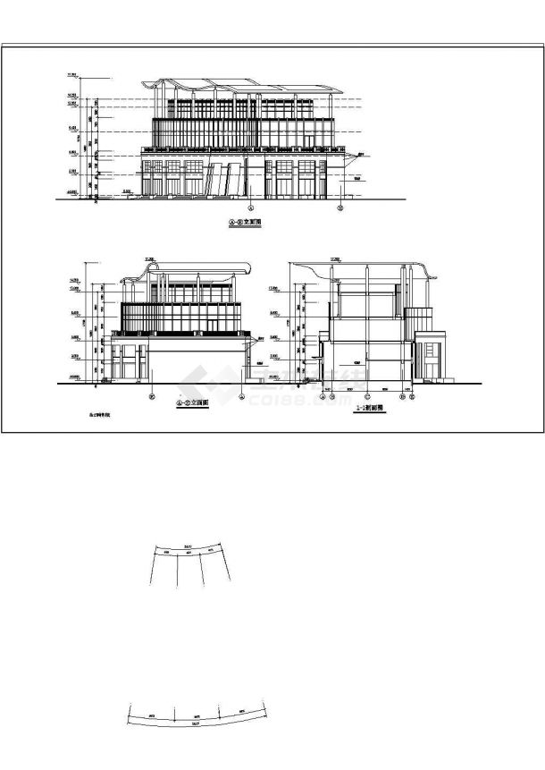 会所建筑施工图的完整CAD设计图纸-图二