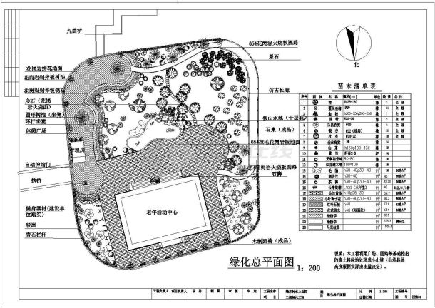 某村水上公园二期绿化工程绿化总平面图-图一