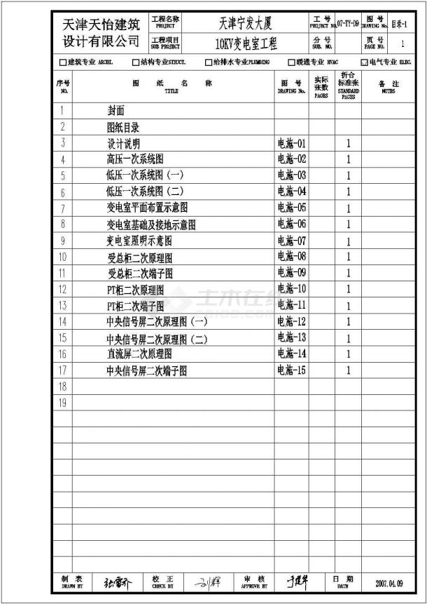 大厦变电室全套电气设计施工CAD图-图二