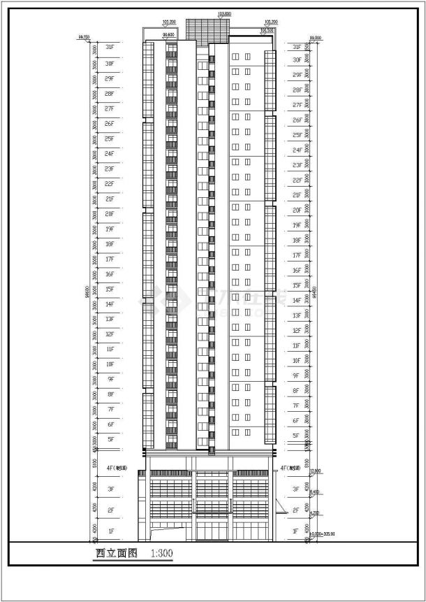 重庆某高层住宅楼cad施工图-图二