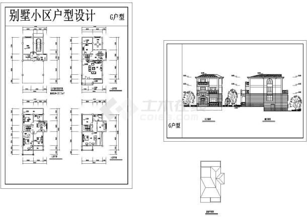 1车库+3层别墅建筑设计施工图纸-图一