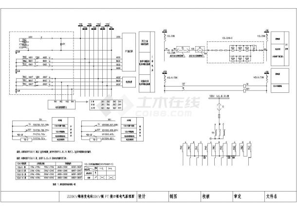 220KV变电站PT接口屏原理设计cad图纸-图一