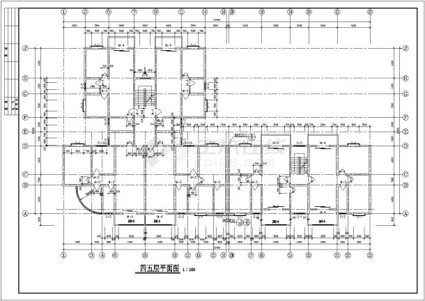 某商住楼全套施工及设计方案CAD平面图-图二