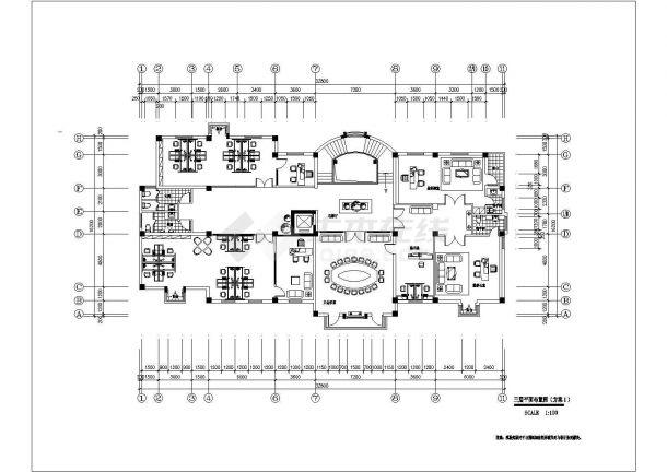 某柒牌办公室cad施工图-图二