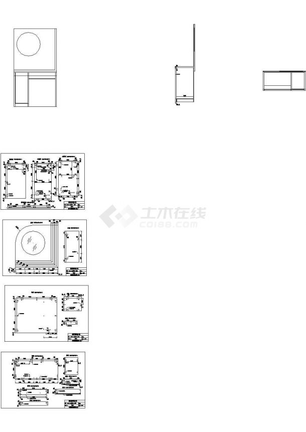 妆台 化妆凳家具cad全套生产图纸（5套）-图二