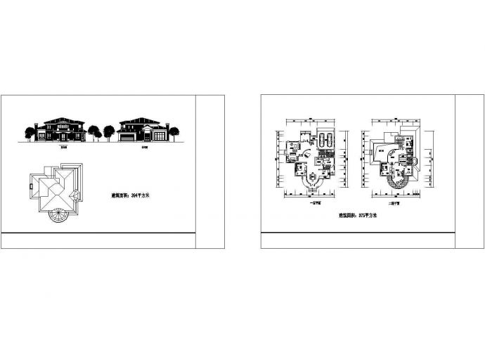 某394㎡二层独栋别墅建筑CAD图纸（含效果图）_图1