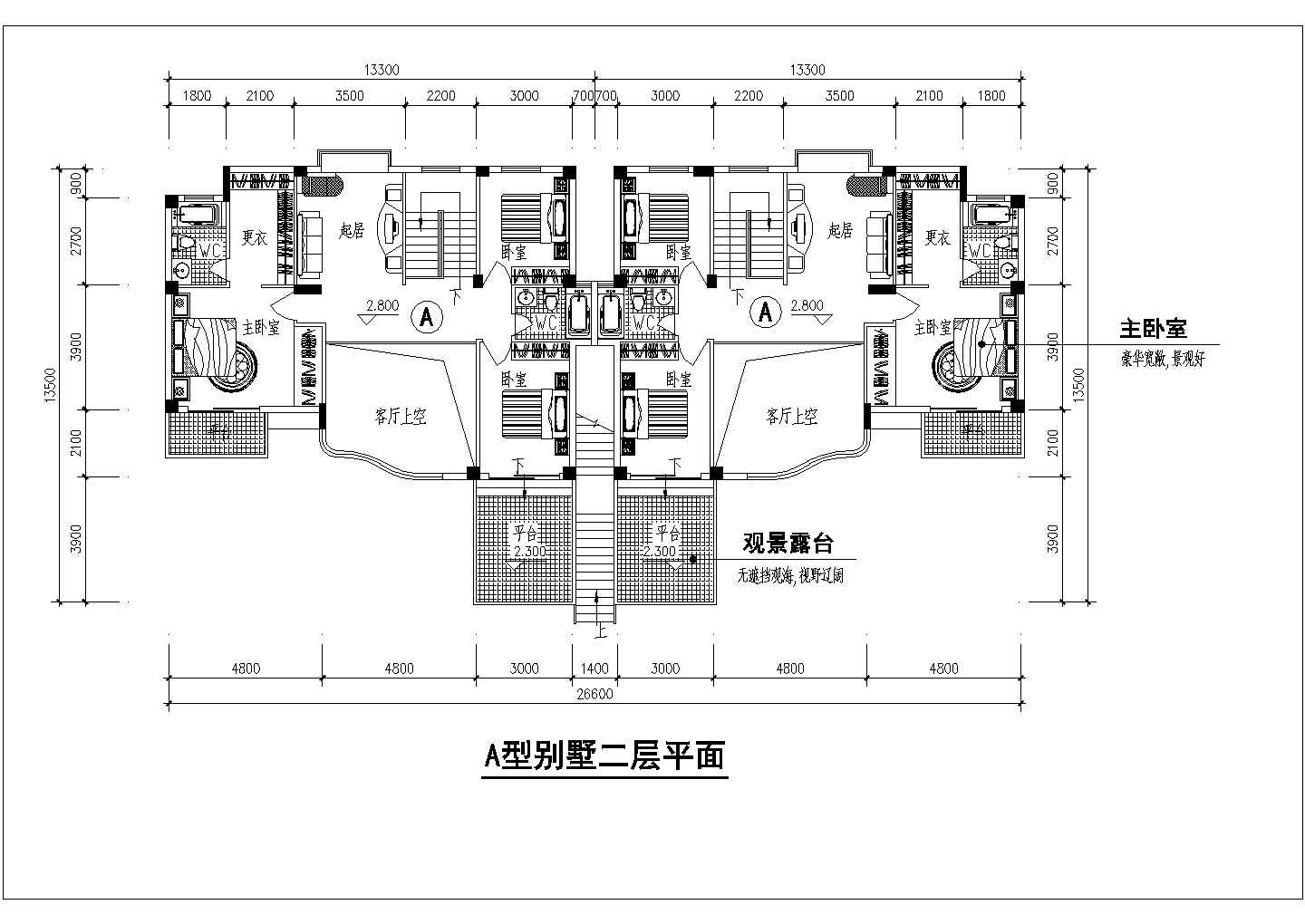 某叠加别墅设计装修施工CAD方案图纸