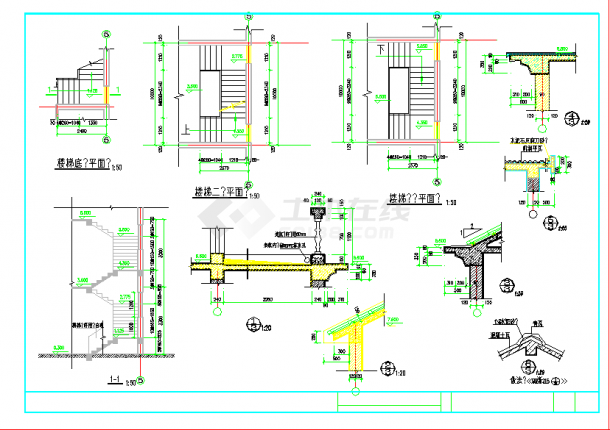 某带阁楼别墅设计施工CAD建筑方案图-图二