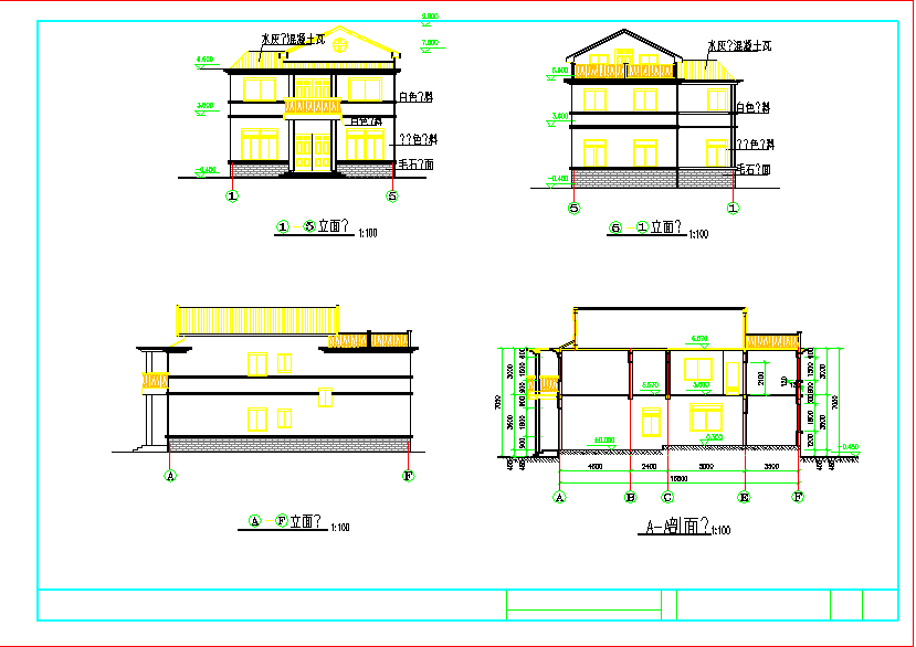 某带阁楼别墅设计施工CAD建筑方案图