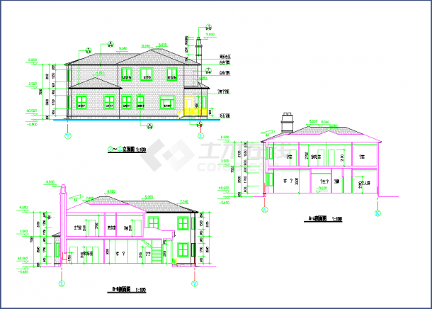 某宾馆别墅的全套设计CAD建筑施工图-图二