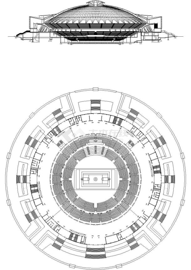 【世界名建筑】某地体育馆cad图纸参考-图一