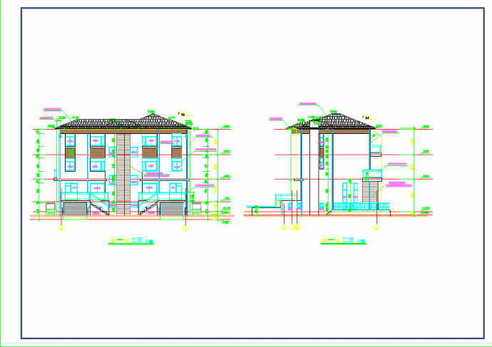 双拼别墅设计CAD建筑平立面施工图_图1