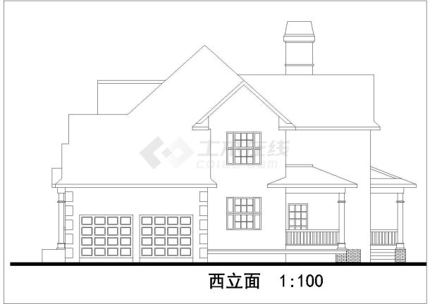 某特色别墅设计施工CAD建筑方案图纸-图二
